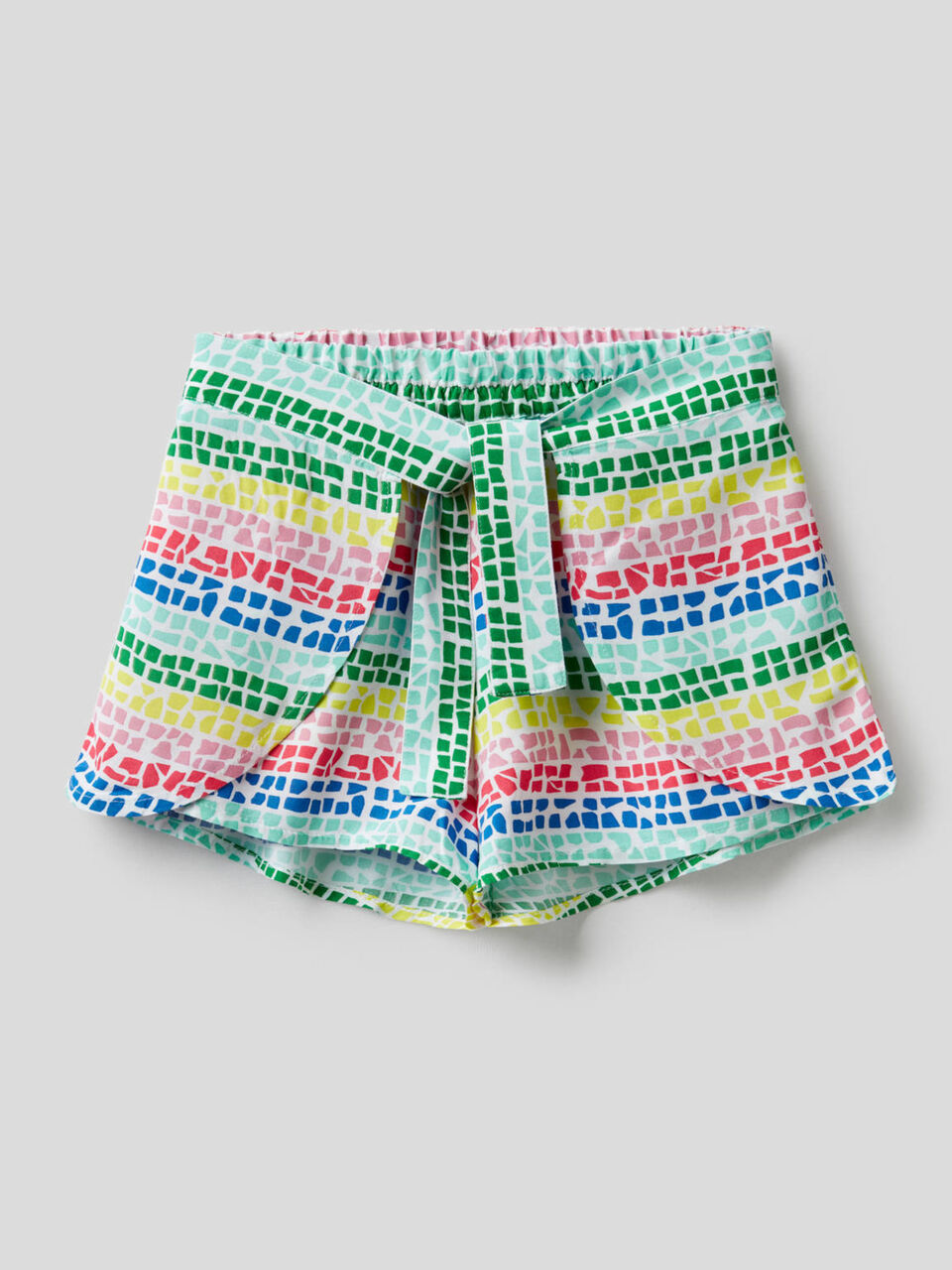 Fließende Short mit Muster-Print image number 1