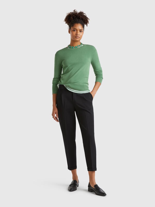 Pantalon uni à cordon de serrage Femme