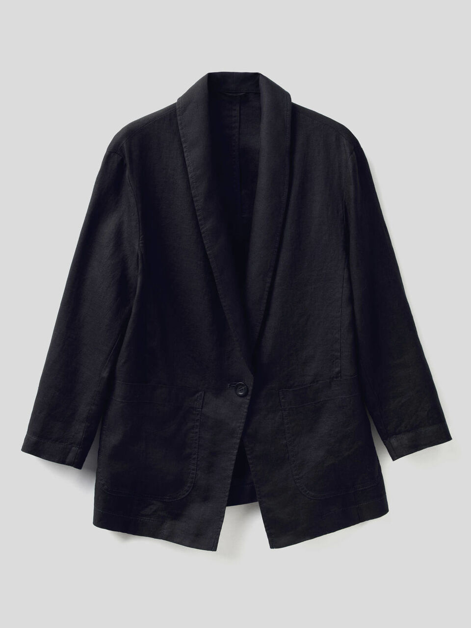 Blazer in lino con manica a 3/4 image number 1