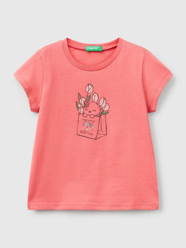 T-shirt en coton à paillettes Filles