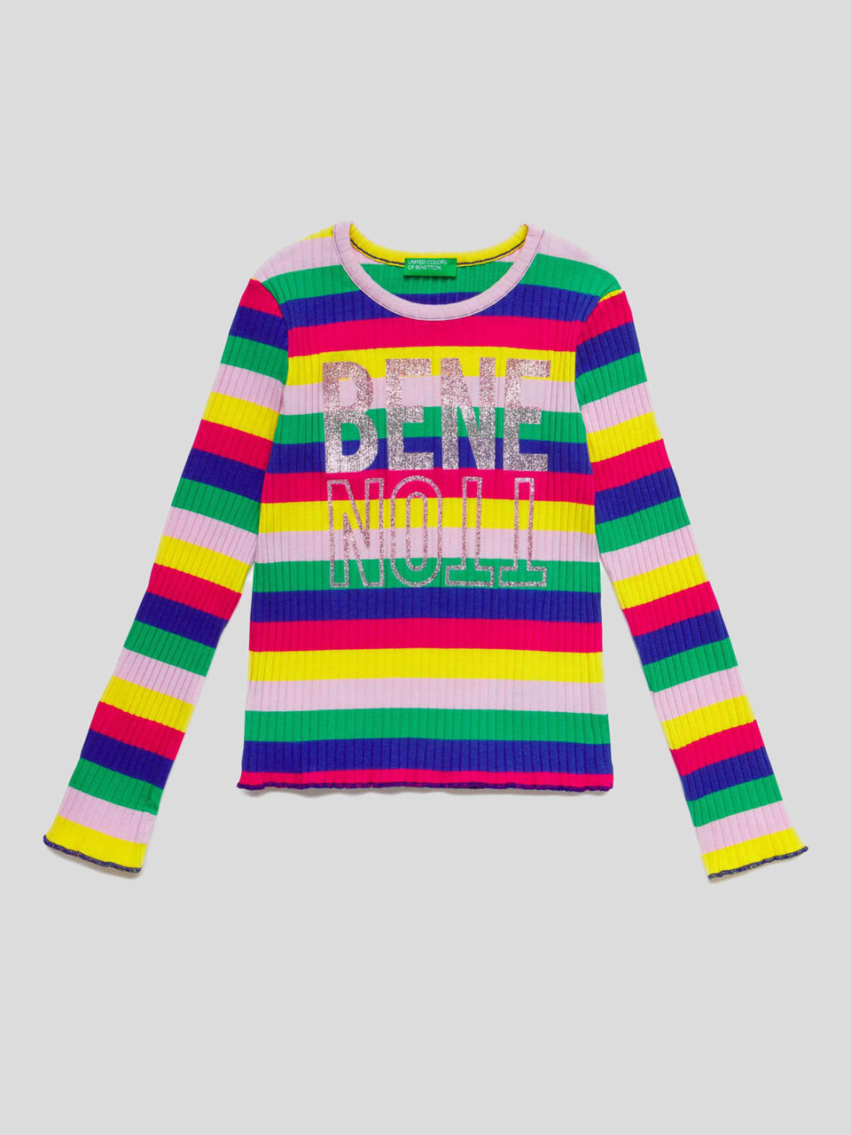 T-shirt manica lunga in cotone stretch image number 1