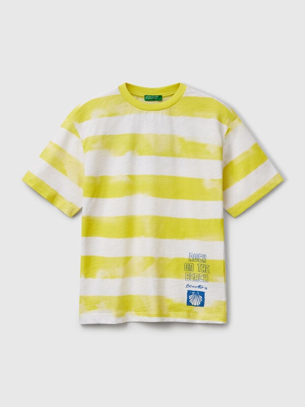 T-shirt rayé avec imprimé devant et dos Garçon