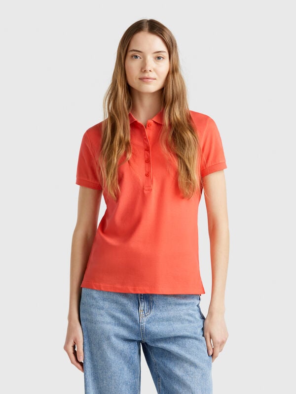 Slim fit polo in stretch cotton Women