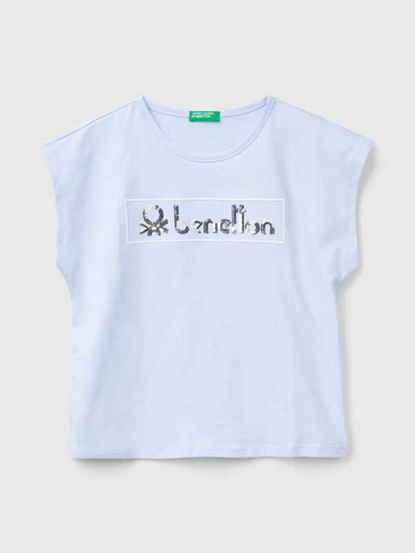 T-shirt con stampa logo glitter Bambina