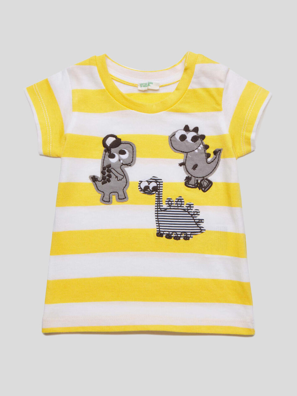 T-shirt a righe con dinosauri image number 1
