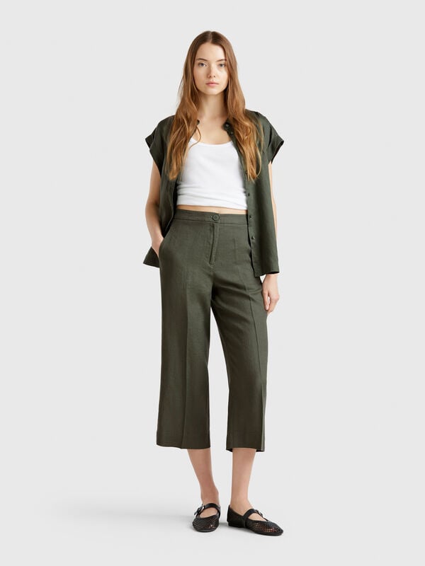 Kurze Hose aus reinem Leinen Damen
