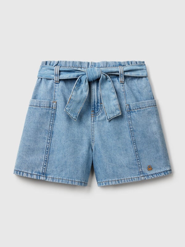 Bermuda paperbag di jeans leggero Bambina