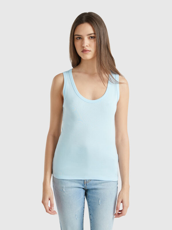 Canotta celeste in puro cotone Donna
