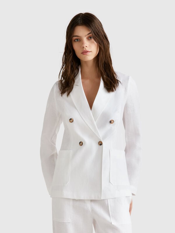 Giacca doppiopetto in puro lino Donna