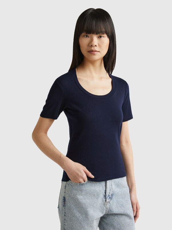 T-shirt à manches courtes en coton à fibre longue Femme
