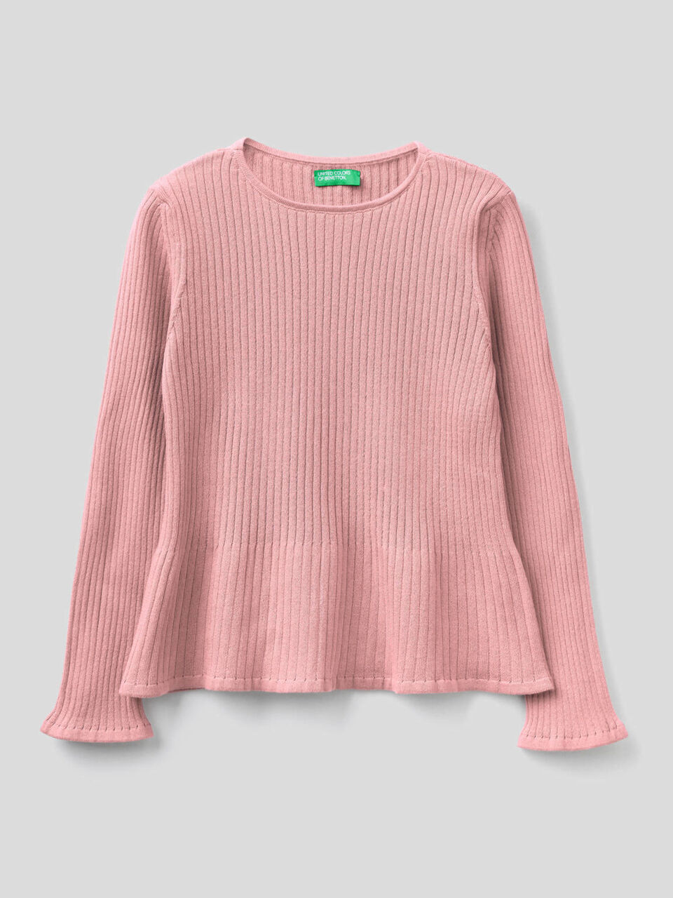 Gerippter Pullover mit ausgestelltem Saum unten image number 1