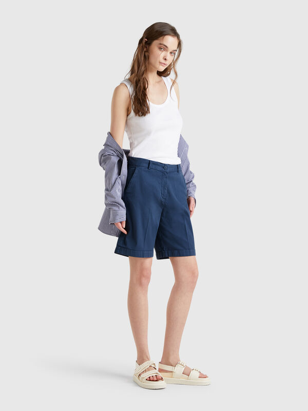 Bermudashorts mit Bündchen aus Stretch-Baumwolle Damen
