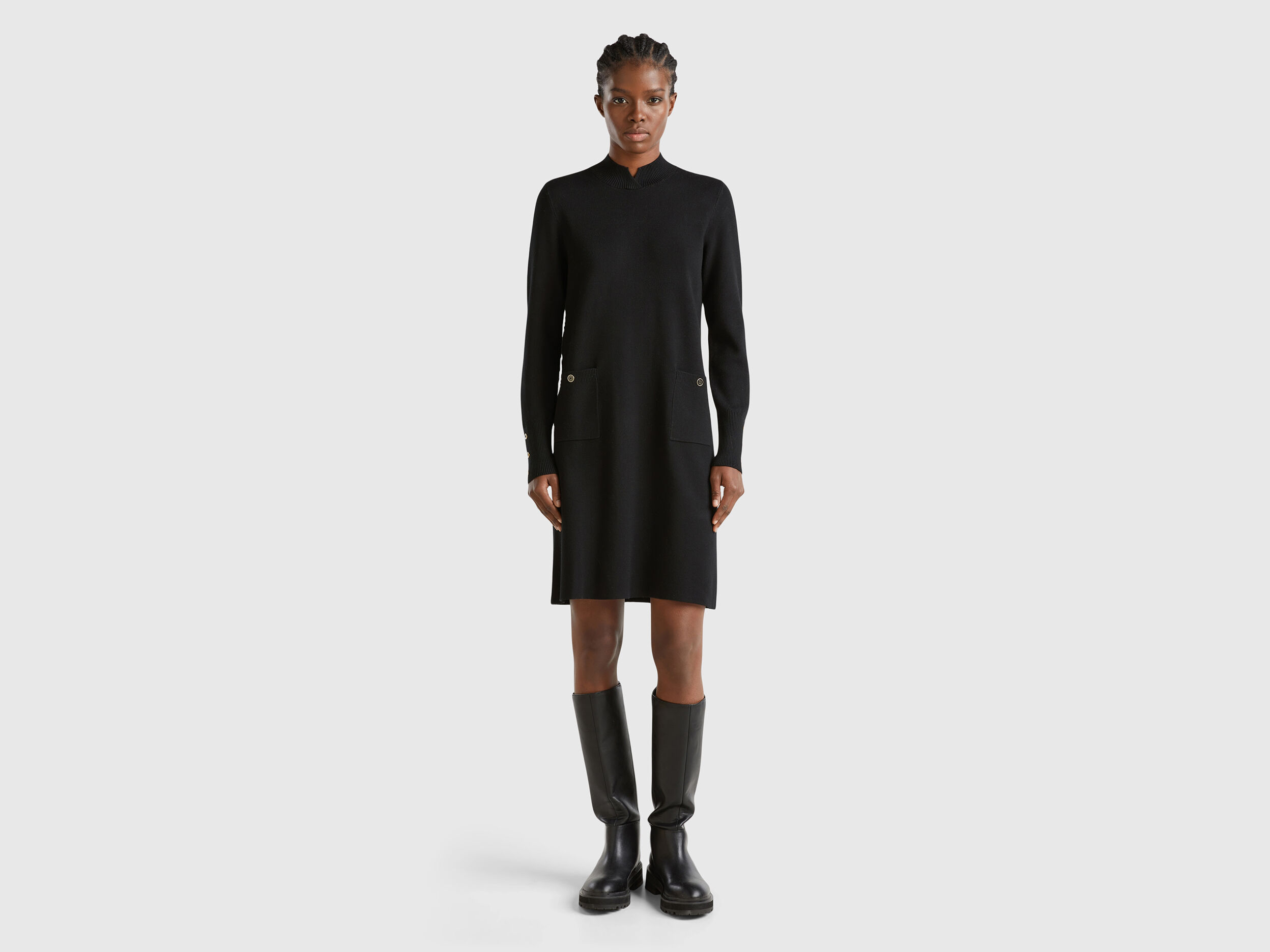 Vestito nero lungo benetton top