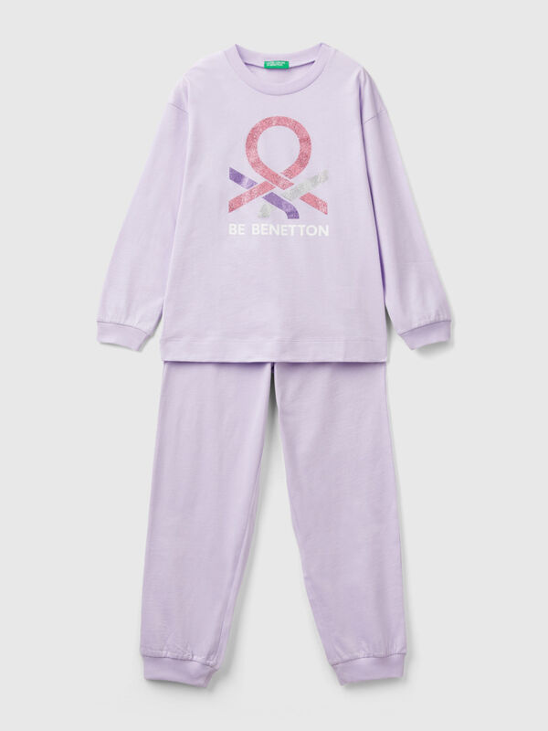 Pyjama lilas à logo pailleté Garçon