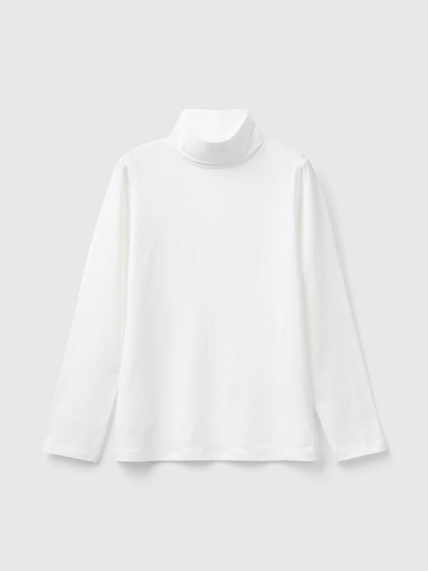T-shirt stretch con collo alto Bambina