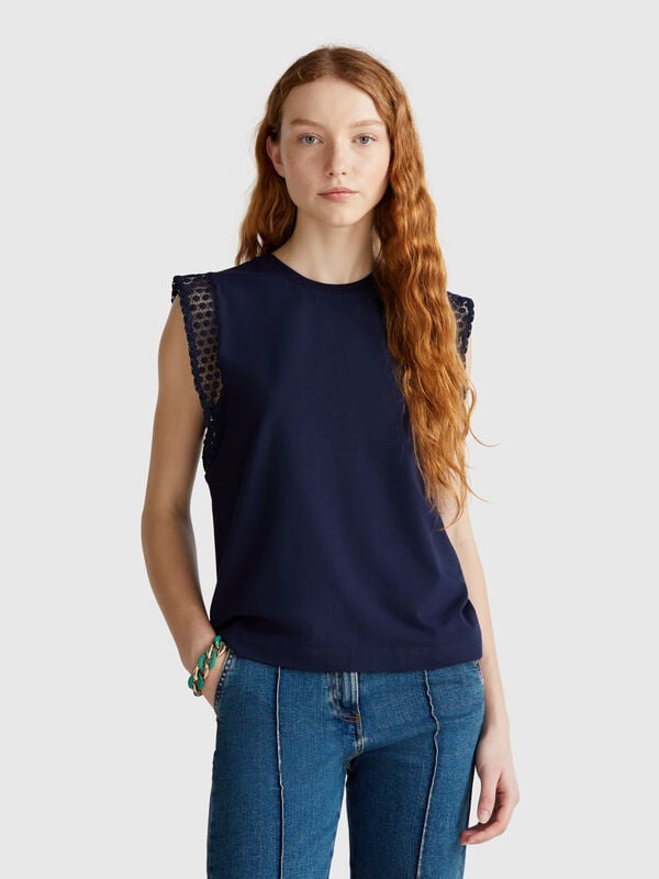 Ärmelloses Top mit Makramee Damen