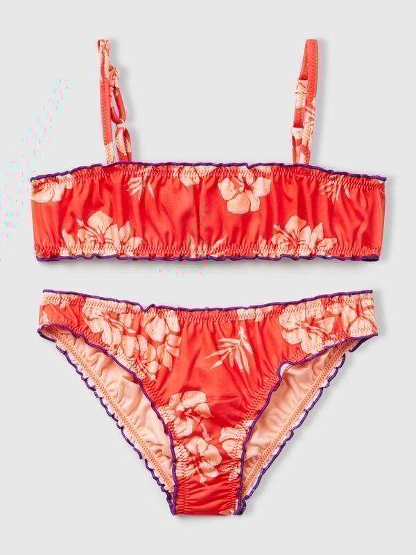 Strandbikini mit Blumendruck Mädchen