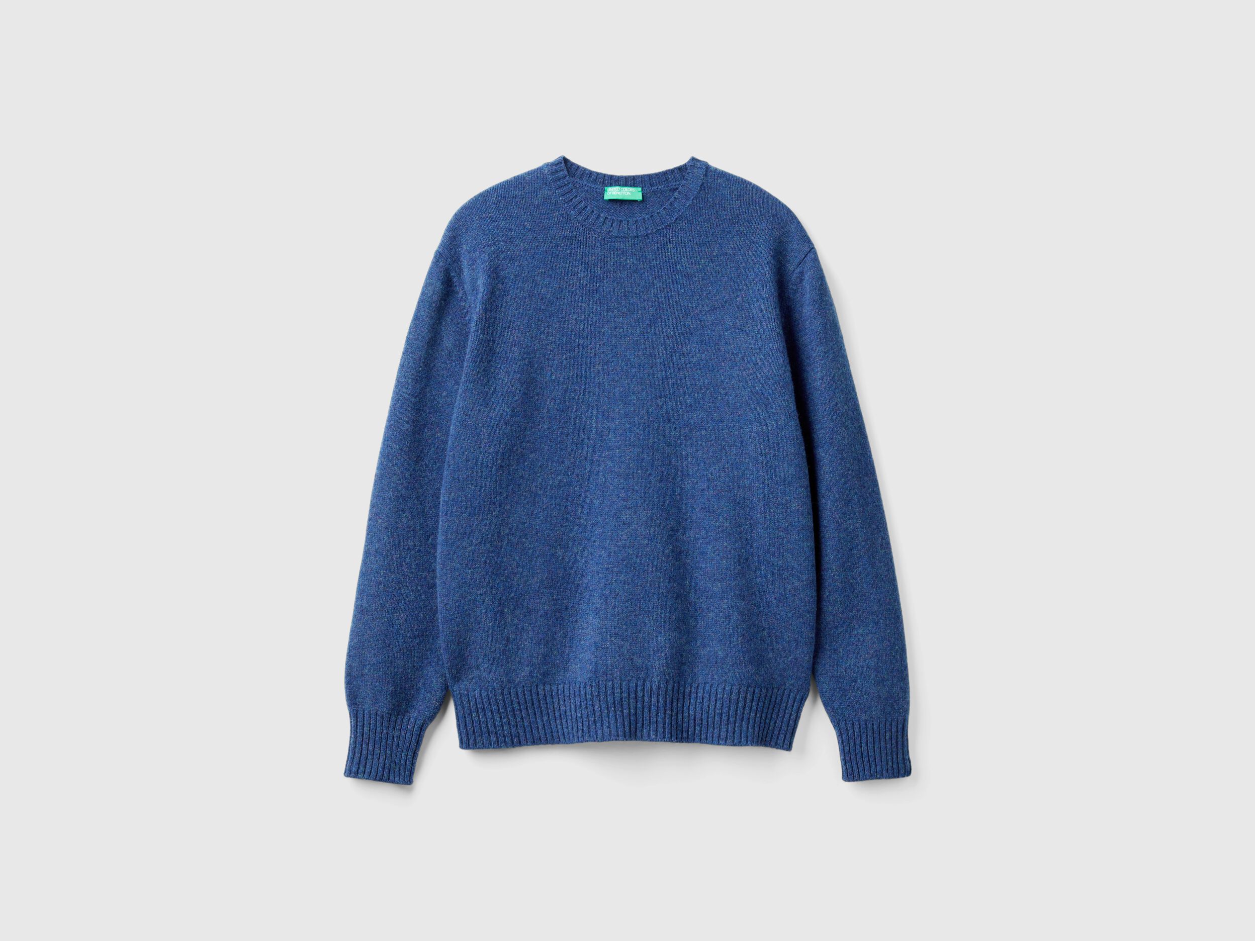 Sweater in Shetland wool - Blue | Benetton