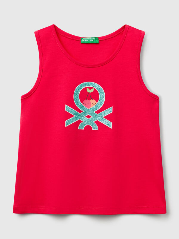 Canotta con logo in cotone bio Bambina