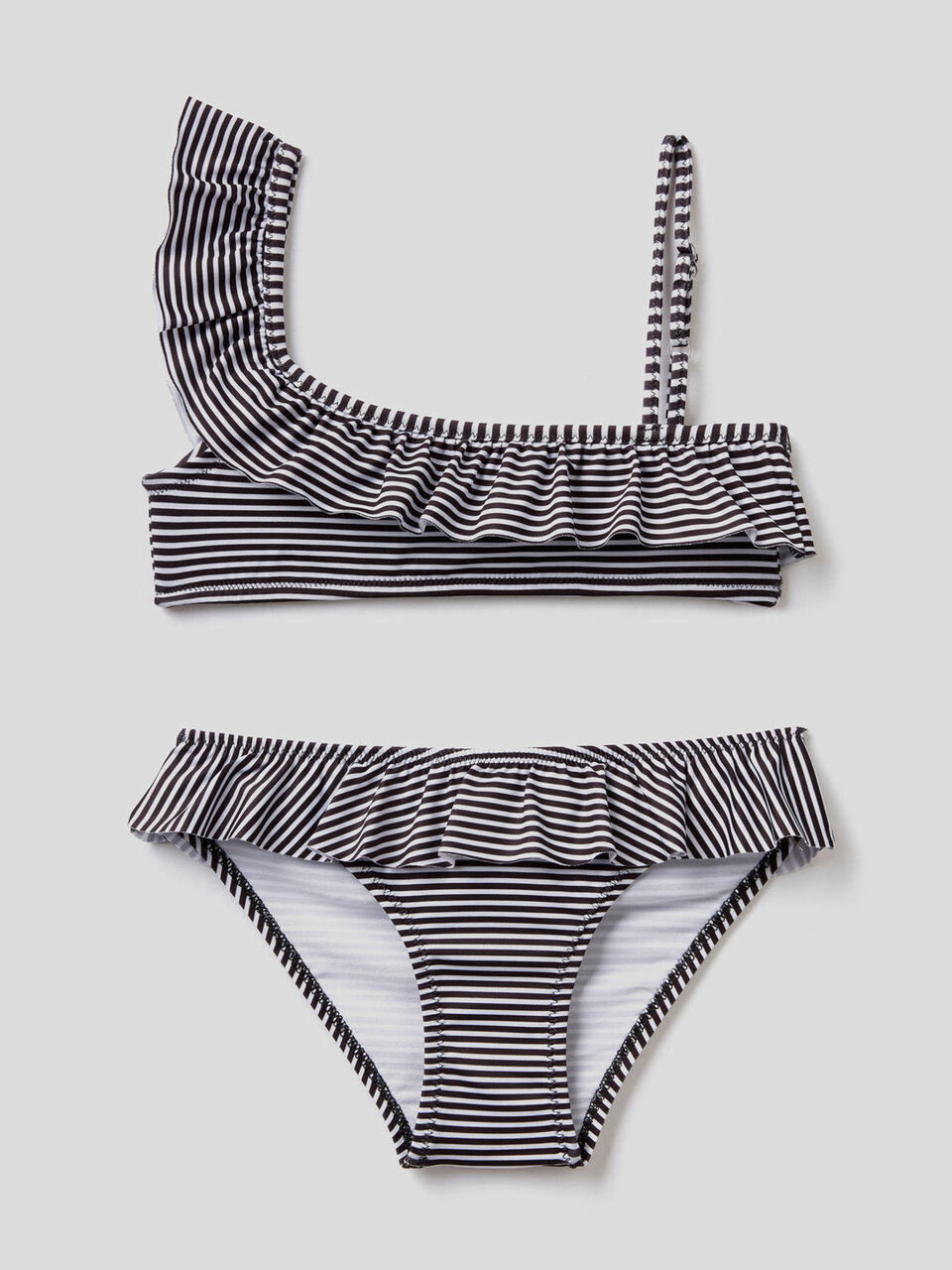 Striped bikini with frill image number 1
