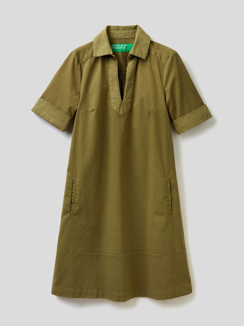Flared dress in stretch cotton image number 1