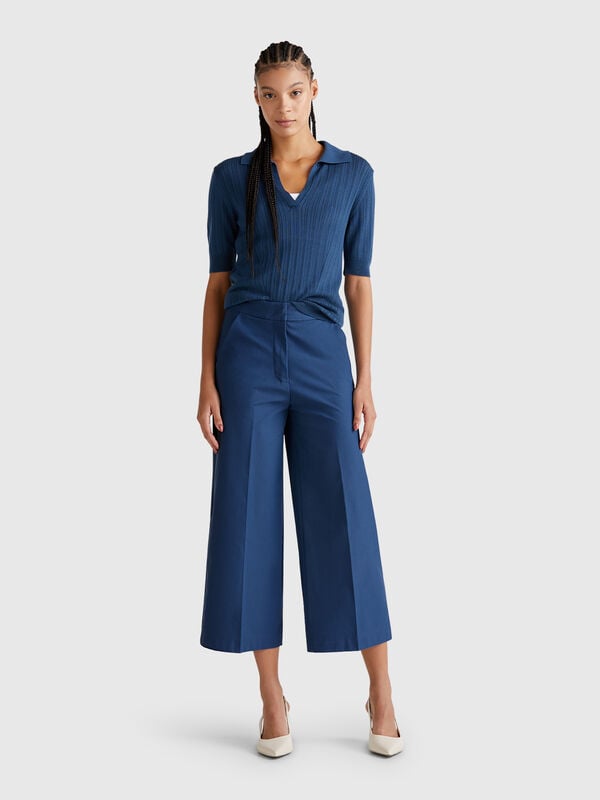Pantalon court taille haute Femme