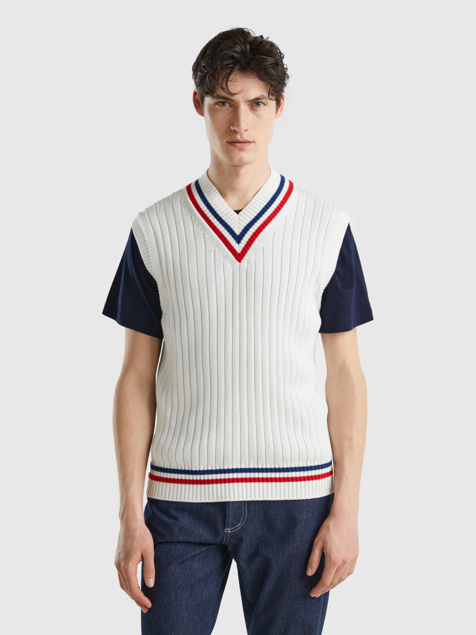 Veste crème sans manches en pur coton