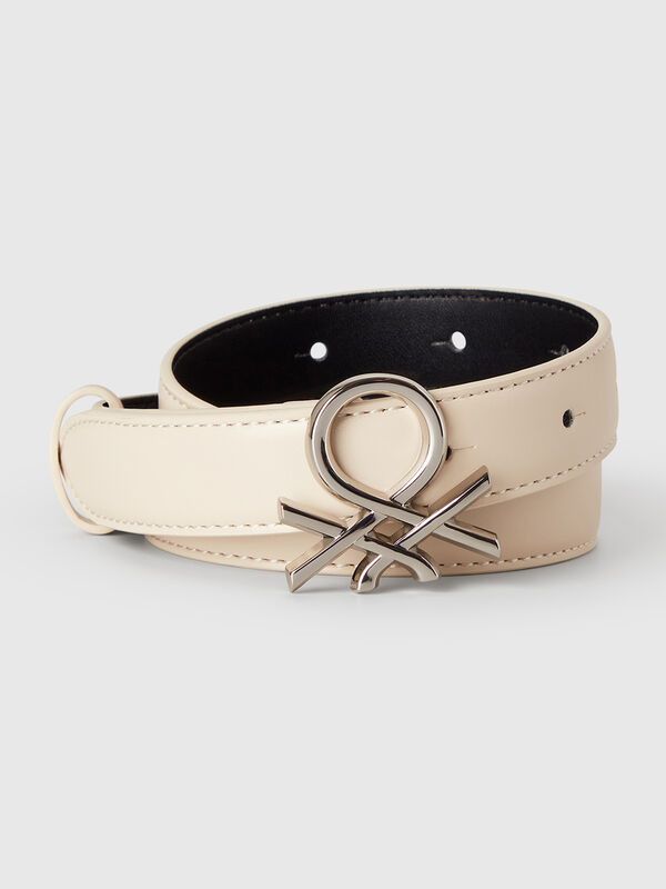 Ceinture logo beige Femme