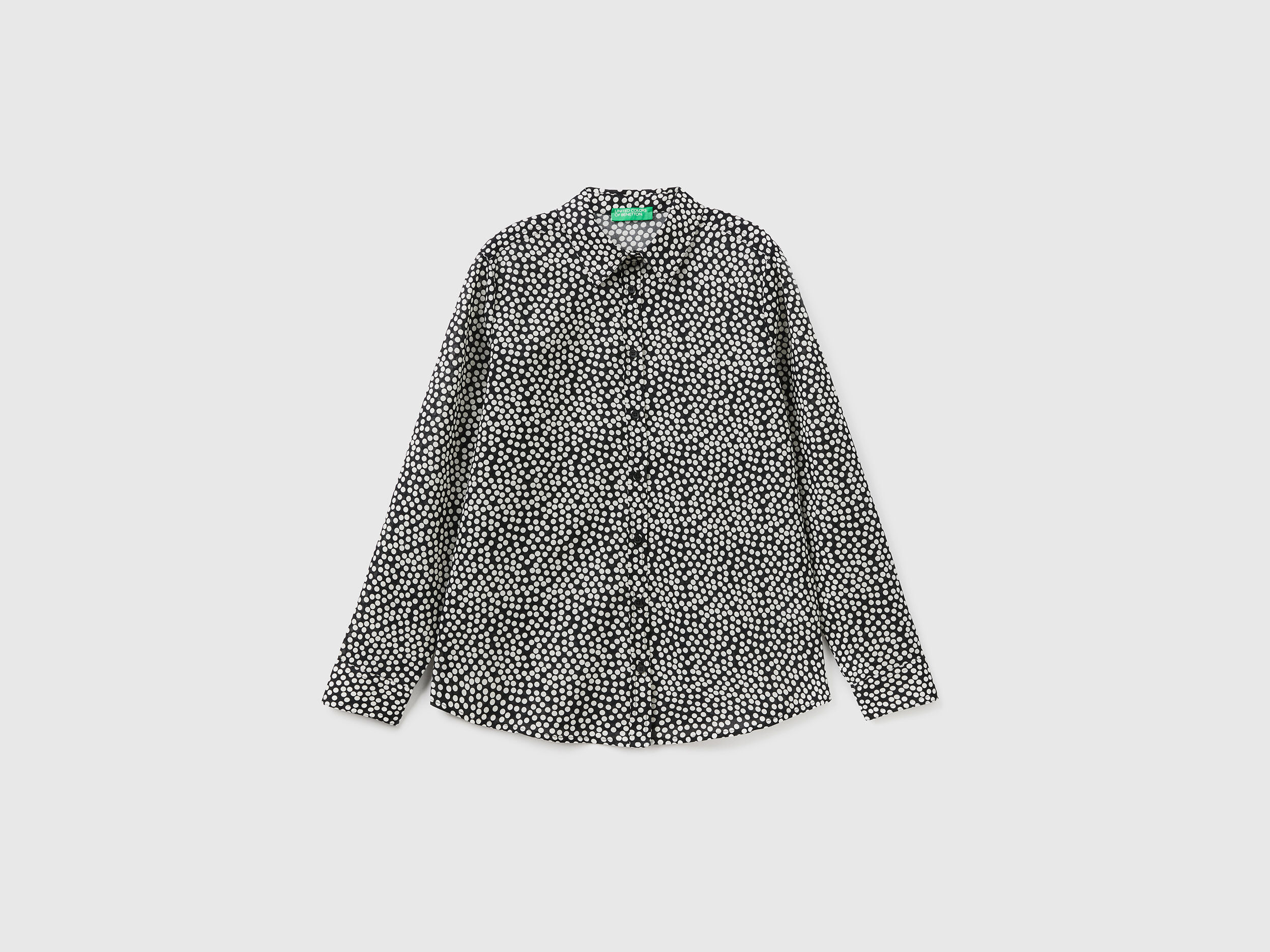 Camicia nera a pois bianchi Nero Benetton