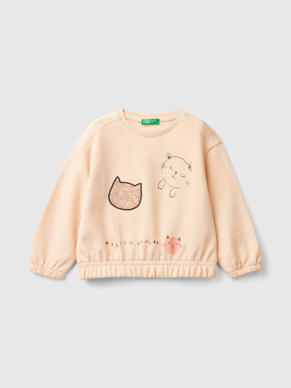 Sweater mit Druck und Pailletten Mädchen