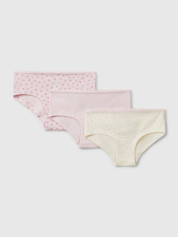 Tre slip in cotone stretch Bambina