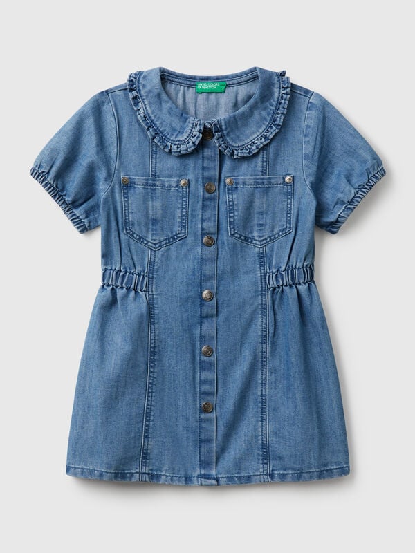 Dress with chambray collar Junior Girl
