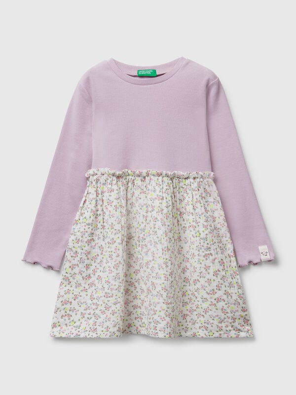 Vestito manica lunga con fiori Bambina