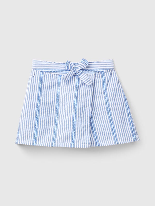 Striped 100% cotton bermudas Junior Girl