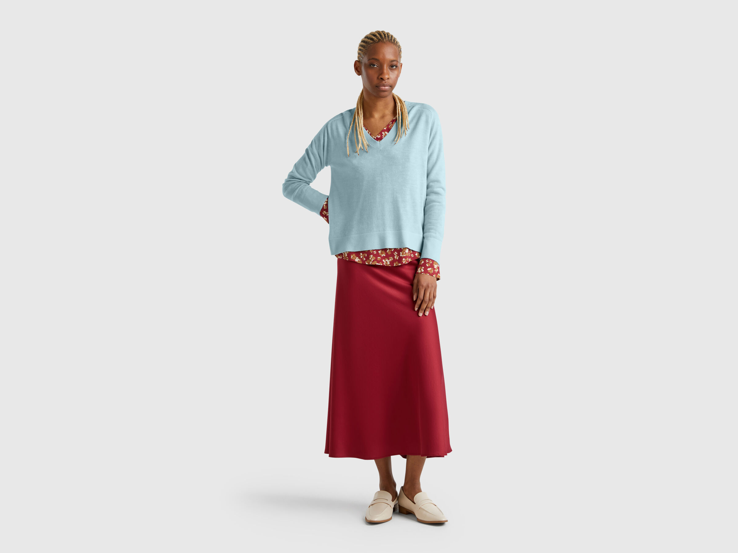 MAGLIA SCOLLO V M/L Donna image number 2