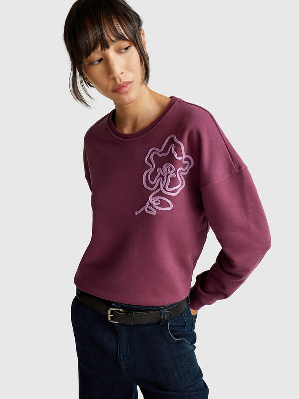 Regular fit sweatshirt with applique Women