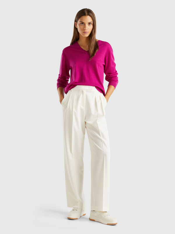 Pantalon ample en viscose mélangée stretch Femme