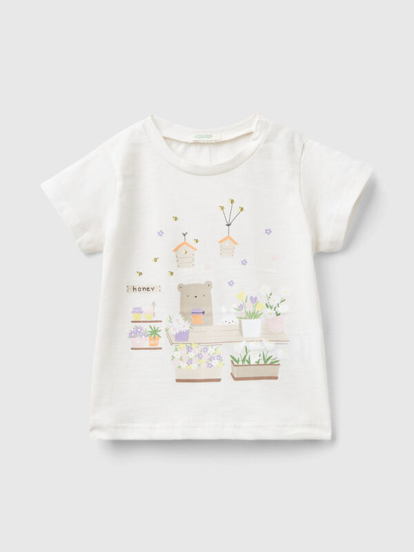 Maglietta in cotone bio con stampa Baby