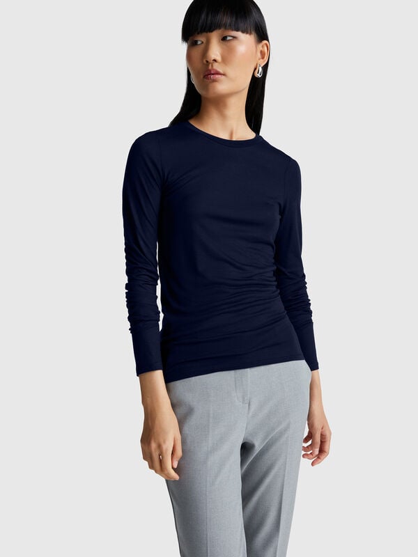 T-shirt in misto viscosa e cashmere Donna