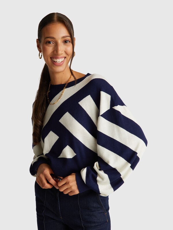 Regimental striped cropped sweater Women