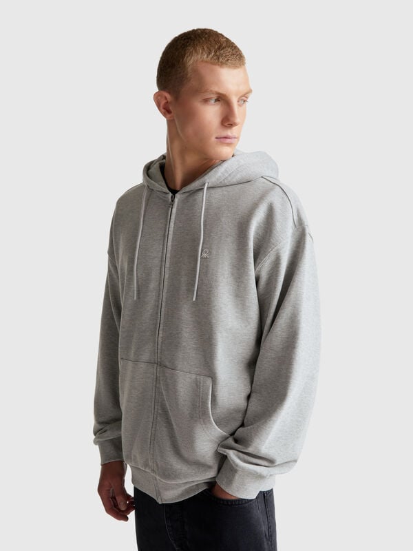 Baumwoll-Sweatshirt mit Rei&szlig;verschluss und Kapuze Herren