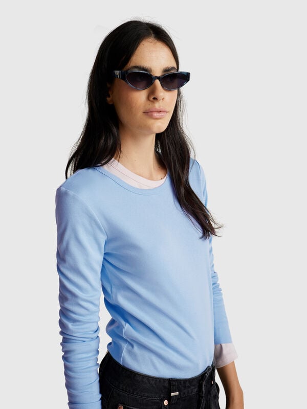 T-shirt à manches longues 100 % coton Femme