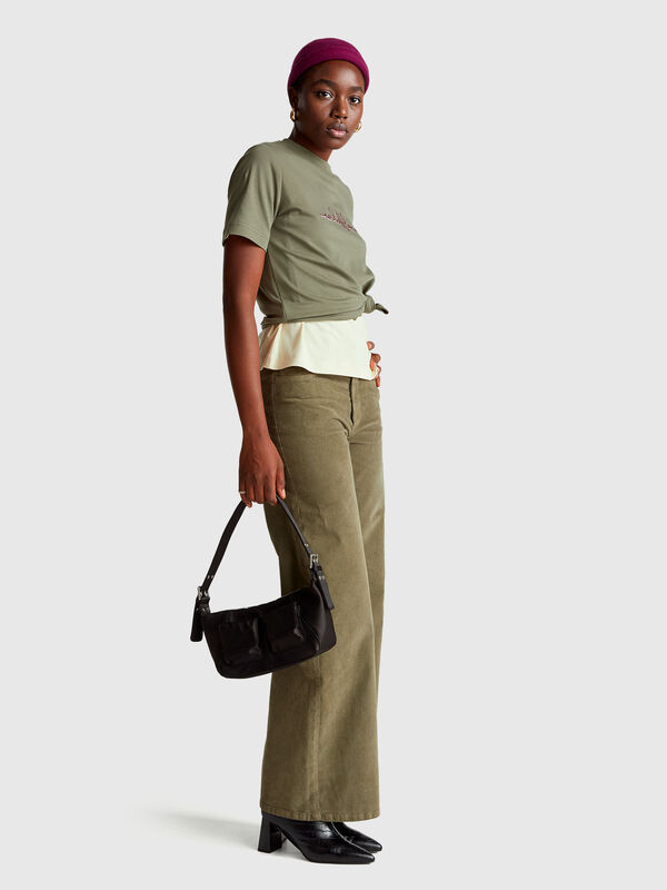 Pantaloni wide fit in velluto Donna