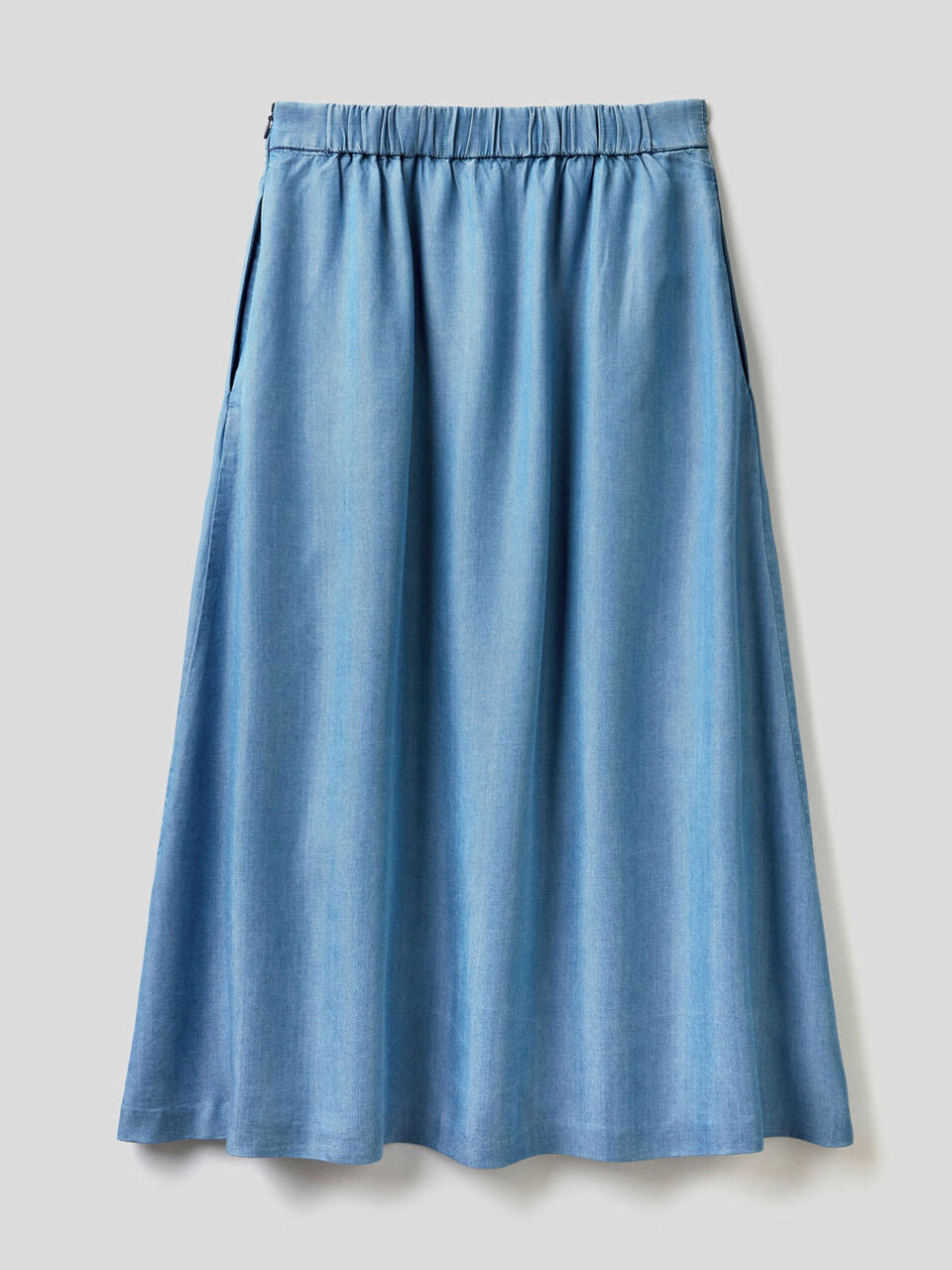 Wide denim look skirt. image number 2