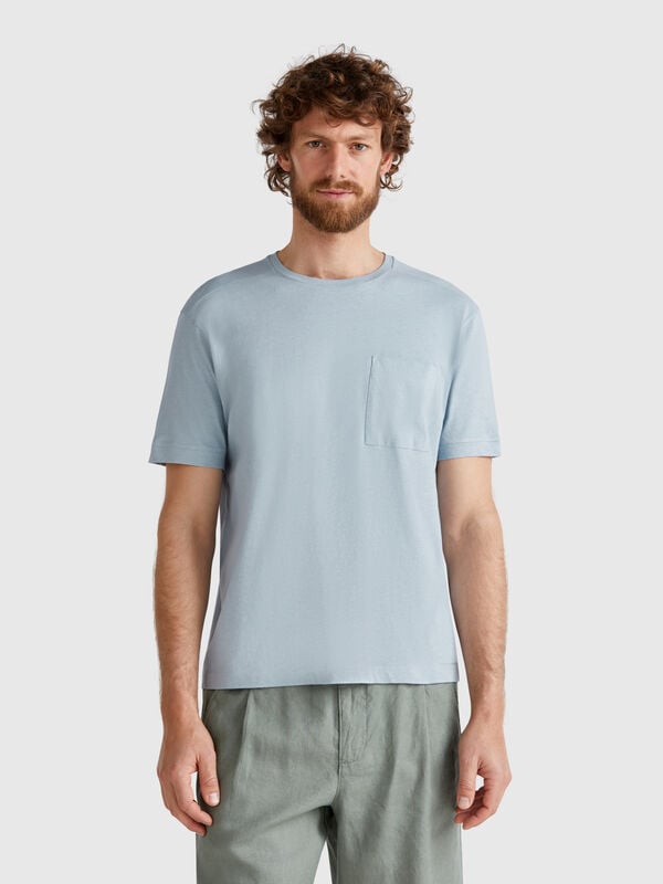 T-Shirt aus Leinenmischung mit Tasche Herren
