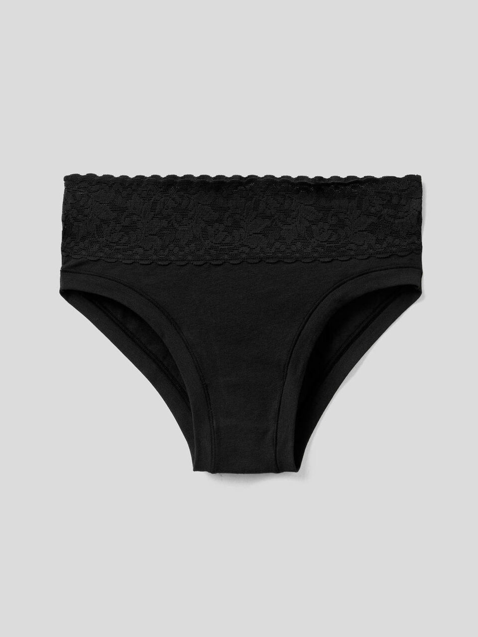 Slip mit Spitze aus elastischer Baumwolle image number 1