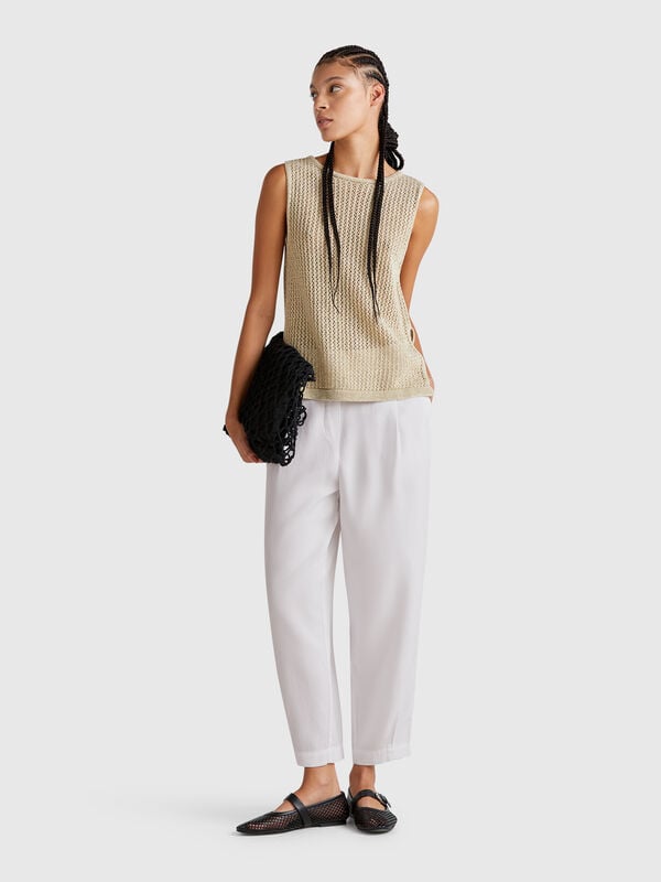 Pantalon fluide à plis Femme