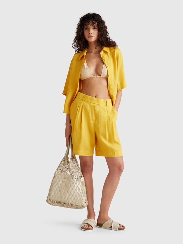 Bermuda 100% lin Femme