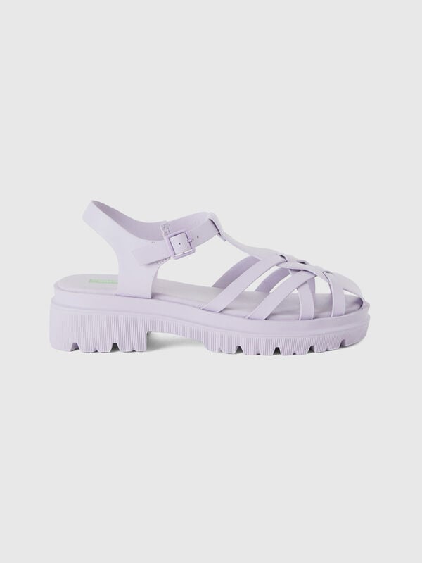 Lilac sandals with crisscrossed bands Women
