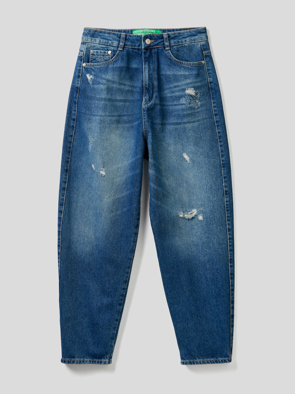 Jeans carrot fit in denim 100% cotone image number 1